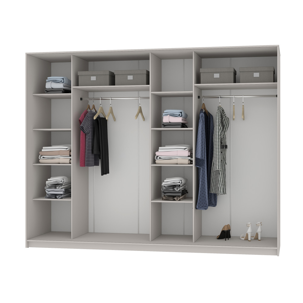MebelStar Four-door wardrobe Standard BG 4DSP Alaska gray, 270x60x210 cm (MBS-11744)