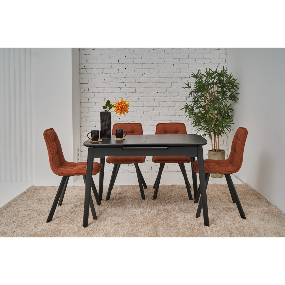 Обеденный керамический стол Vetro TM-76 Черный оникс/черный (VTR-1193)