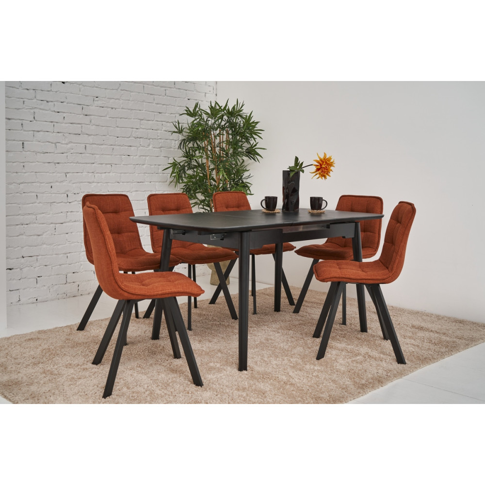 Обеденный керамический стол Vetro TM-76 Черный оникс/черный (VTR-1193)