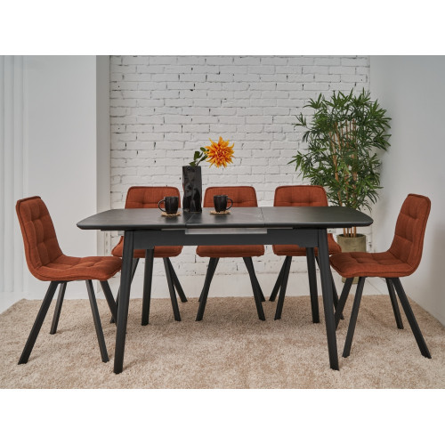 Обеденный керамический стол Vetro TM-76 Черный оникс/черный (VTR-1193)