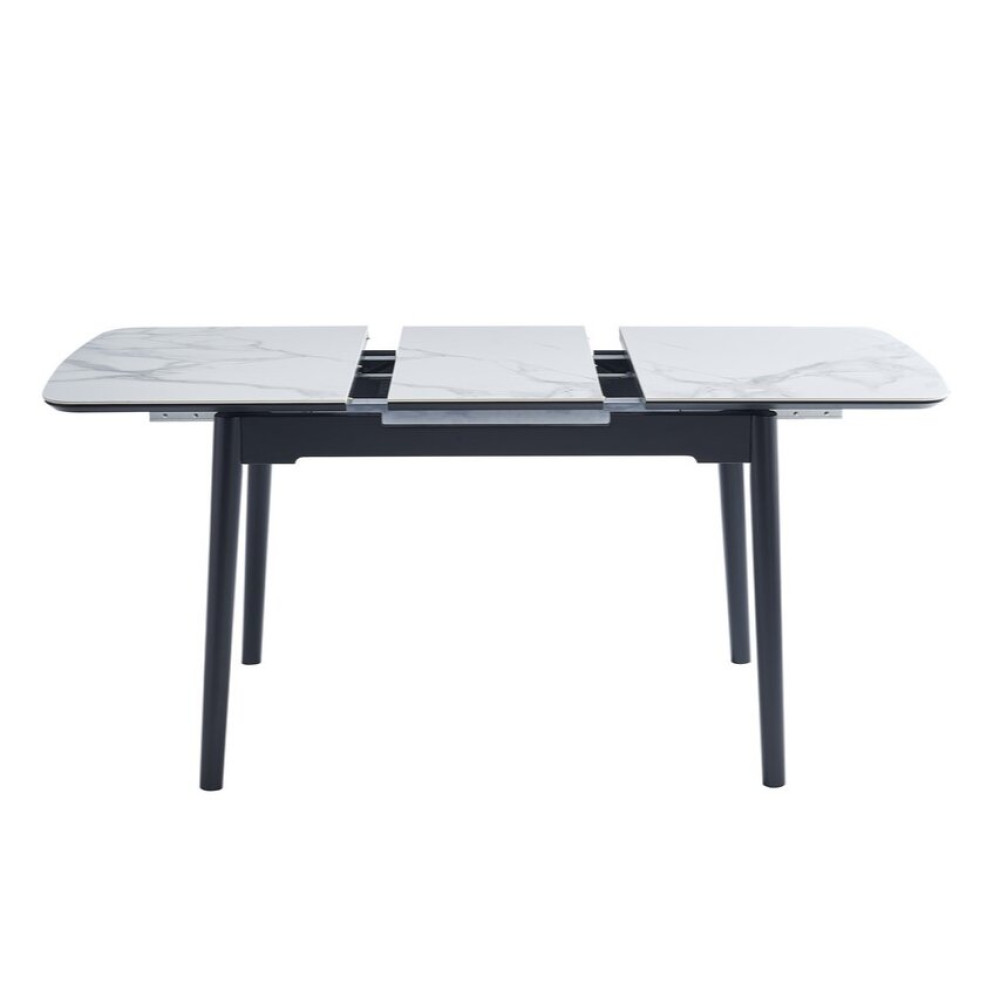 Обеденный керамический стол Vetro TM-87 Белый мрамор/Черный (VTR-1213)