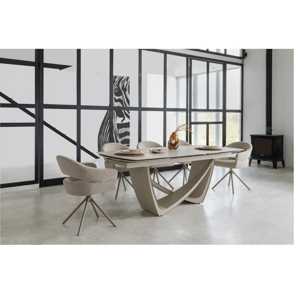 Обеденный керамический стол Vetro Беатриче TML-994 Грей травертин/Бежевый (VTR-1233)