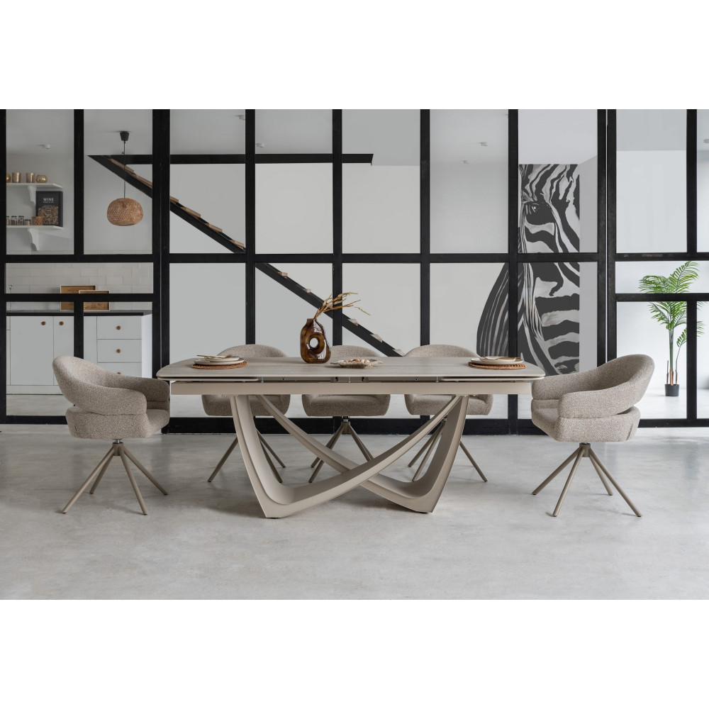 Обеденный керамический стол Vetro Беатриче TML-994 Грей травертин/Бежевый (VTR-1233)