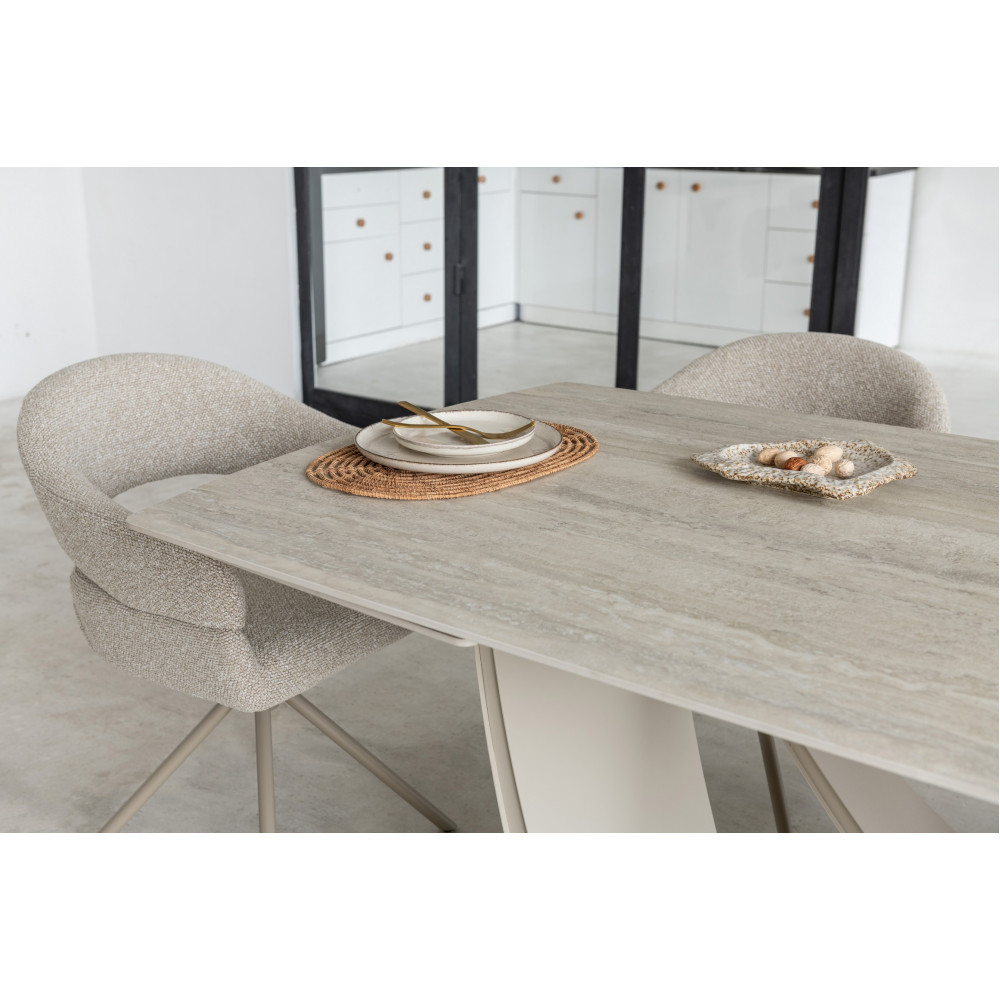 Обеденный керамический стол Vetro Беатриче TML-994 Грей травертин/Бежевый (VTR-1233)