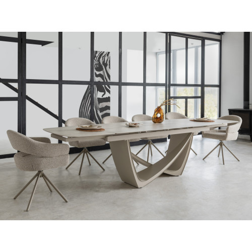 Обеденный керамический стол Vetro Беатриче TML-994 Грей травертин/Бежевый (VTR-1233)