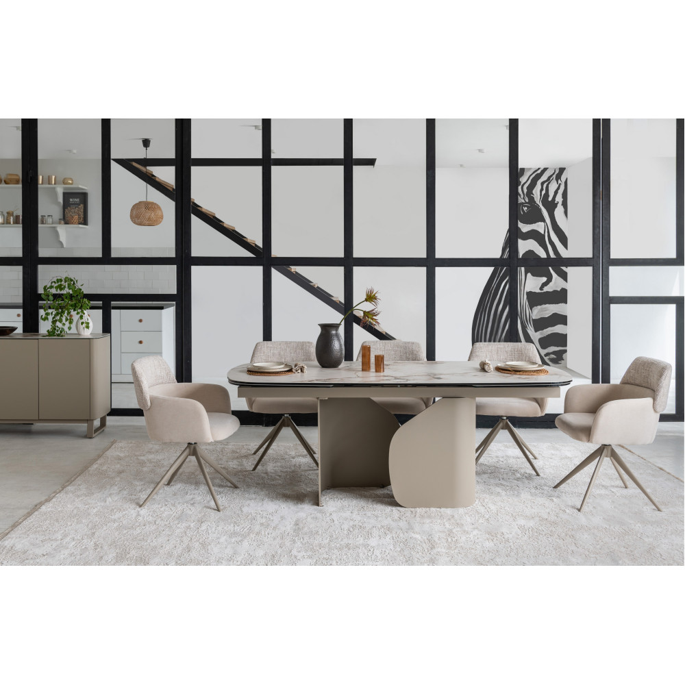 Обеденный керамический стол Vetro Кристиано TML-1300 Аврора голд/Бежевый (VTR-1243)