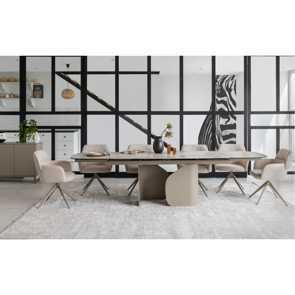 Обеденный керамический стол Vetro Кристиано TML-1300 Аврора голд/Бежевый (VTR-1243)