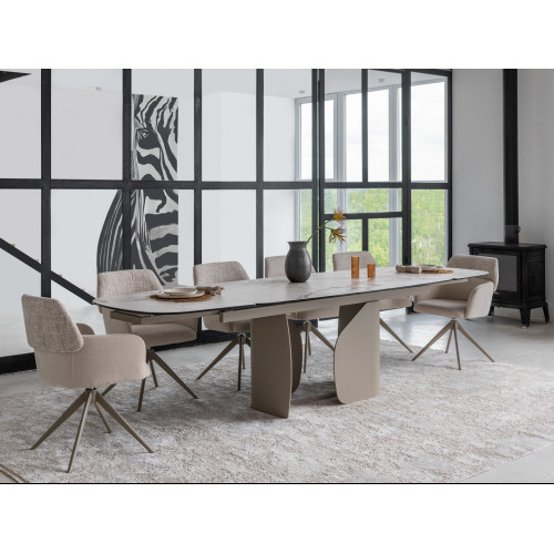 Обеденный керамический стол Vetro Кристиано TML-1300 Аврора голд/Бежевый (VTR-1243)