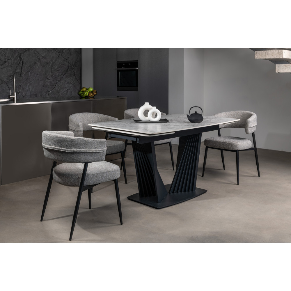 Обеденный керамический стол Vetro Феличе TML-1000-1 Клауди грей/Черный (VTR-1273)