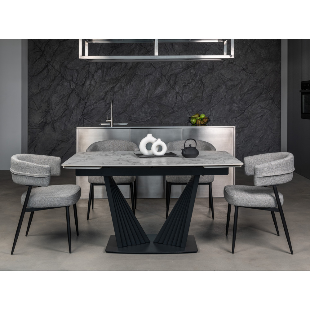 Обеденный керамический стол Vetro Феличе TML-1000-1 Клауди грей/Черный (VTR-1273)