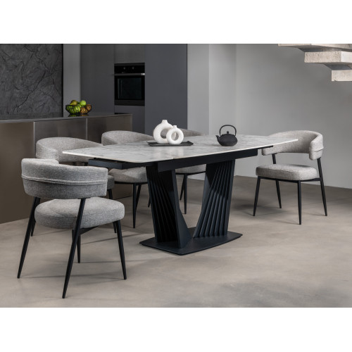 Обеденный керамический стол Vetro Феличе TML-1000-1 Клауди грей/Черный (VTR-1273)