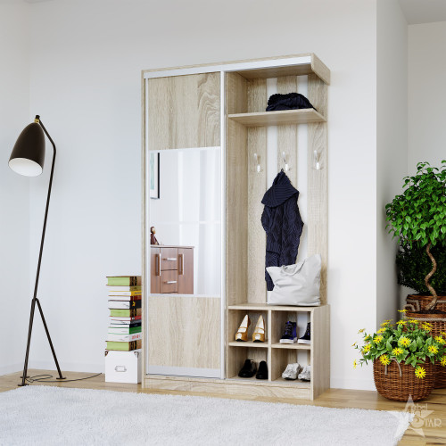 Прихожая со вставкой в зеркало MebelStar Линда 120x40x220 см Дуб сонома (MBS-4320)