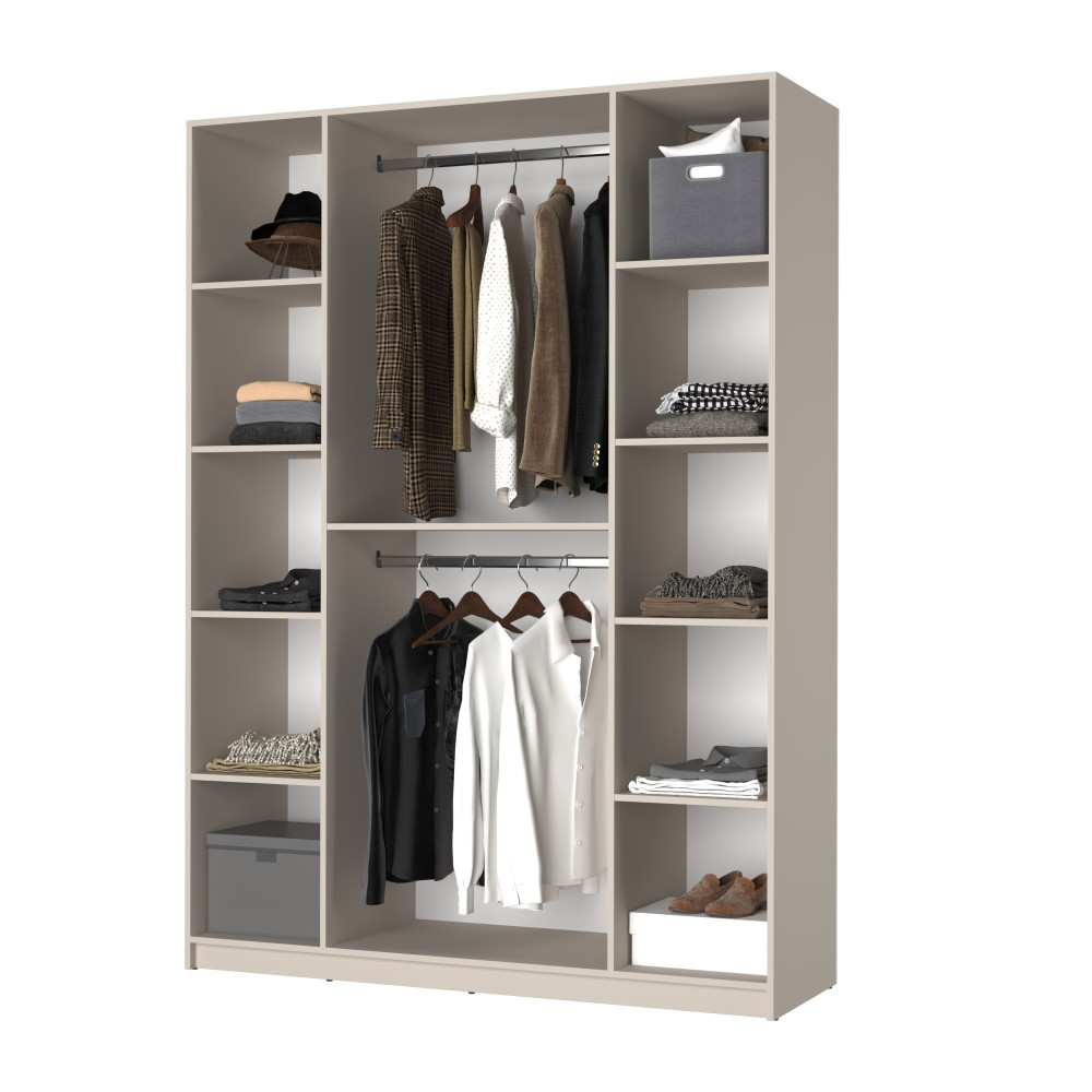 Шкаф 4-дверный MebelStar Оскар Gloss BL-B, дополнительная штанга 160x52x220 см Серая мышка/Серый (MBS-5274)