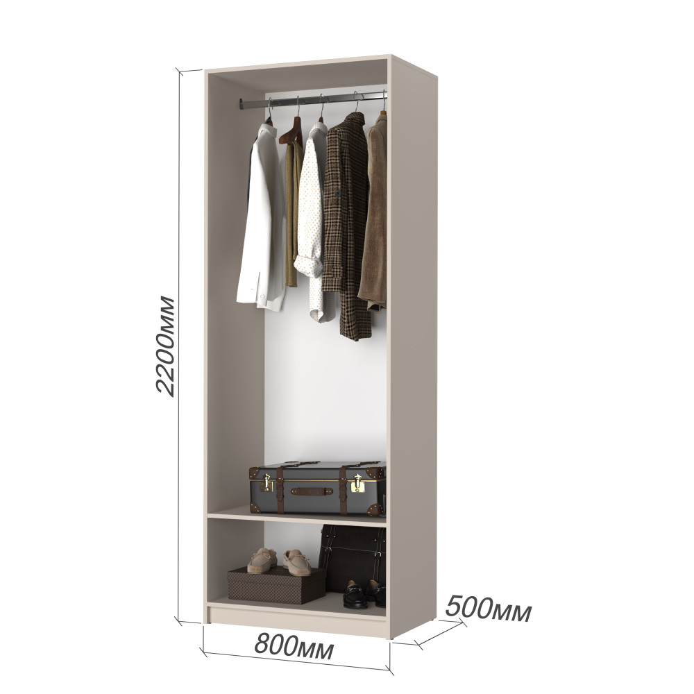 Шкаф 2-дверный с антресолью MebelStar Оскар ДСП BL-B, стандарт 80x52x260 см Антрацит (MBS-4770)