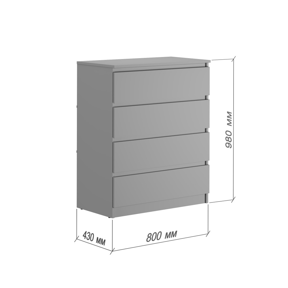 Комод в спальню MebelStar Нео 4Ш 80x43x98 см Бетон (MBS-1072)