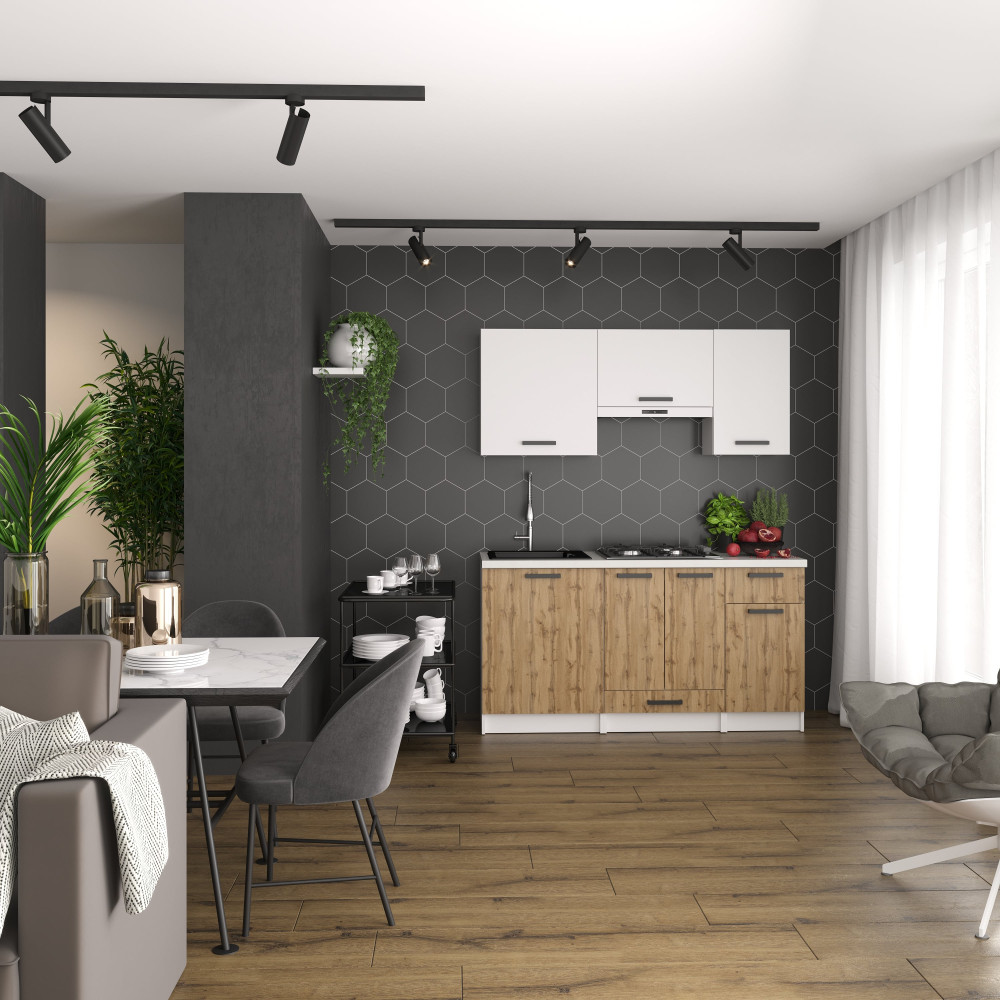 Кухня модульная MebelStar Nika 1,6 м Аляска белый/Дуб тахо (MBS-1449)