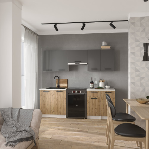 Кухня модульная MebelStar Nika 2,2 м Антрацит/Дуб тахо (MBS-1459)