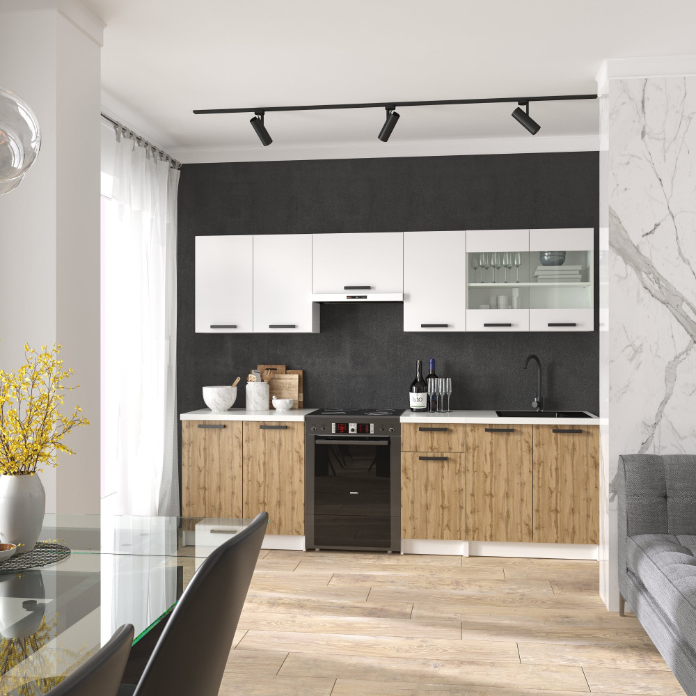 Кухня модульная MebelStar Nika 2,6 м Аляска белый/Дуб тахо (MBS-1469)