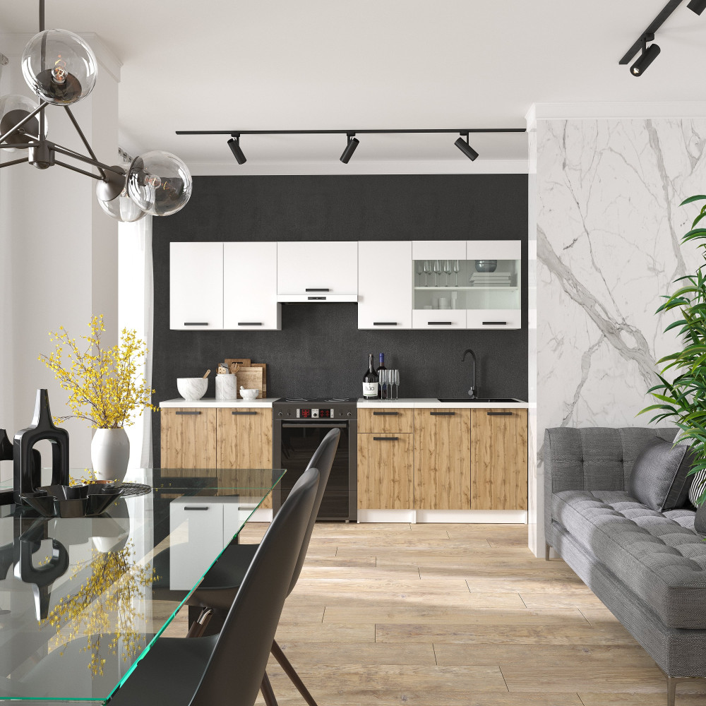 Кухня модульная MebelStar Nika 2,6 м Аляска белый/Дуб тахо (MBS-1469)