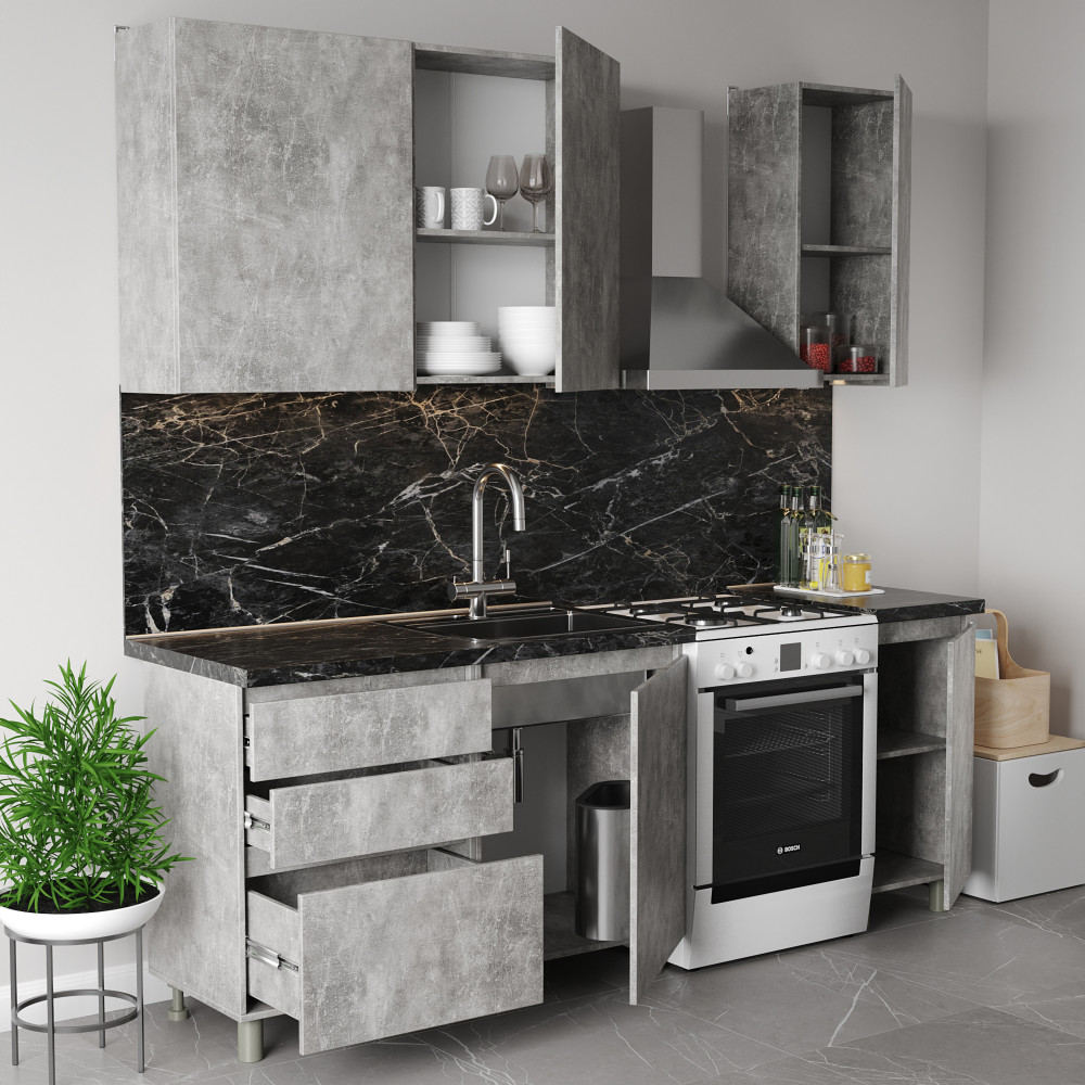 Кухня модульная MebelStar Эко 1,6 м Бетон (MBS-4209)