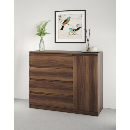 MebelStar Chest of Drawers Neo 1D4Sh Amber oak, 120x43x98 cm (MBS-1052)
