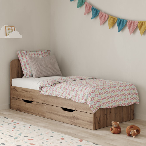 Ліжко односпальне MebelStar Лілу з ящиками 90x200 см Дуб тахо (MBS-1352)