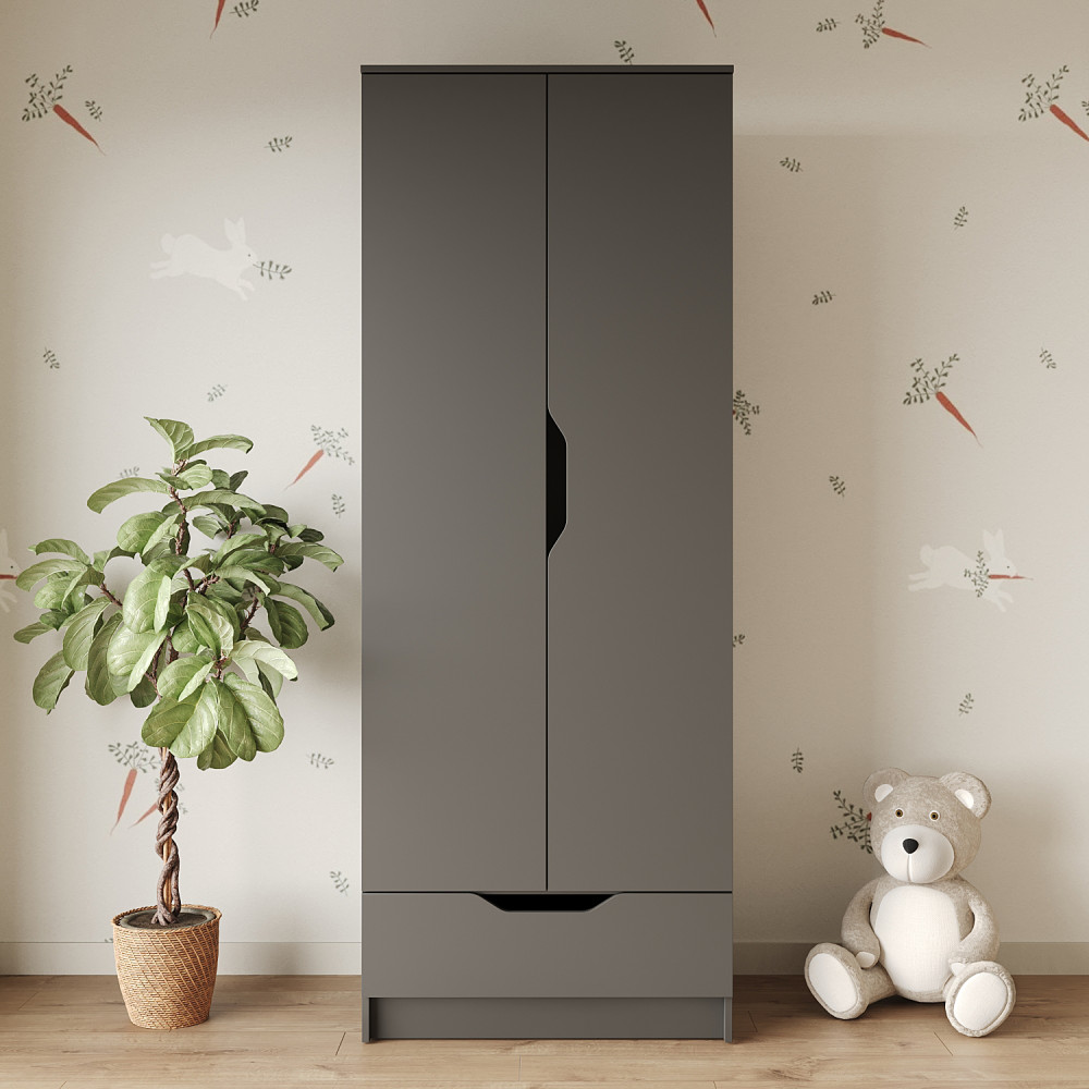 Шкаф распашной MebelStar 2Д1Ш Лилу 80x50x210 см Антрацит (MBS-1402)