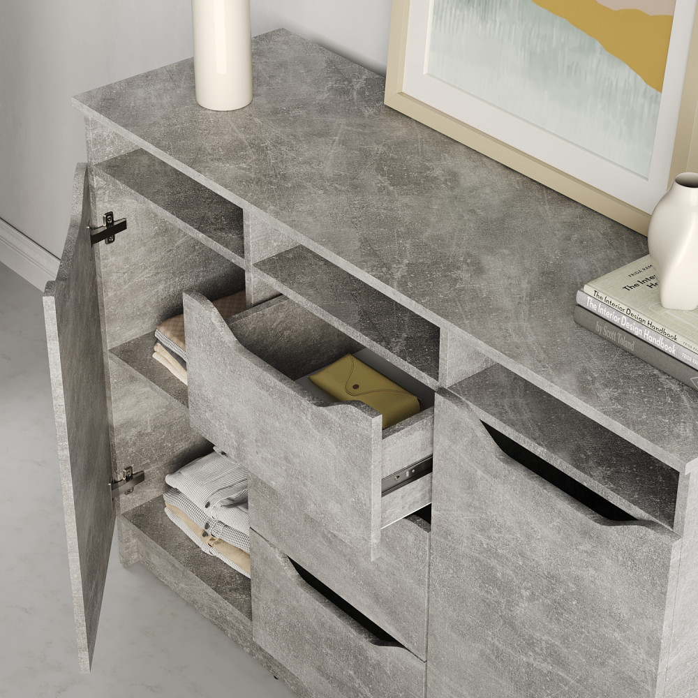 Комод в гостиную MebelStar 1200 Лилу 121x40x89 см Бетон (MBS-1332)