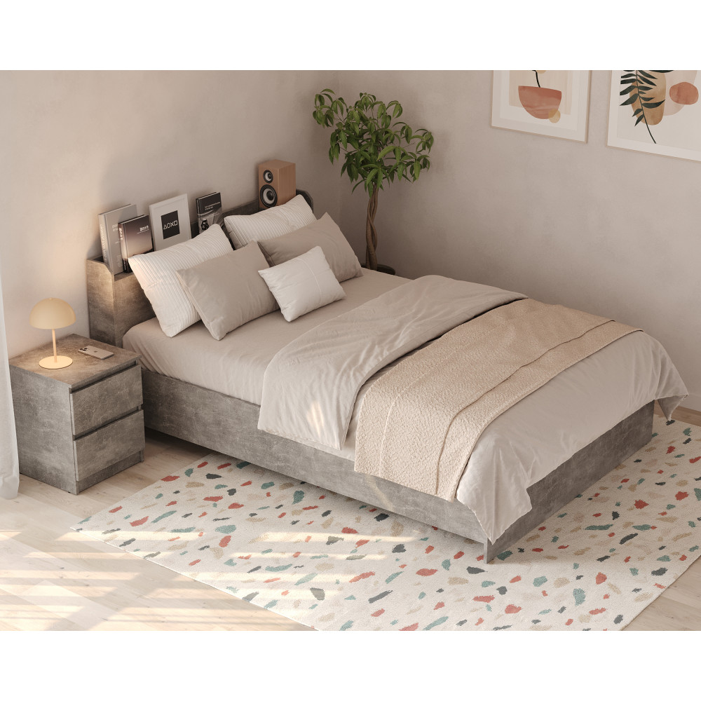 Ліжко двоспальне MebelStar Нео 140x200 см Бетон (MBS-1122)