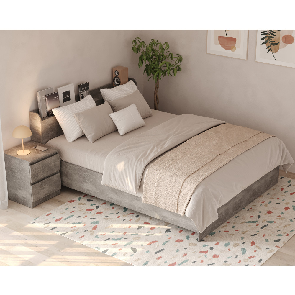 Ліжко двоспальне MebelStar Нео 160x200 см Бетон (MBS-1132)