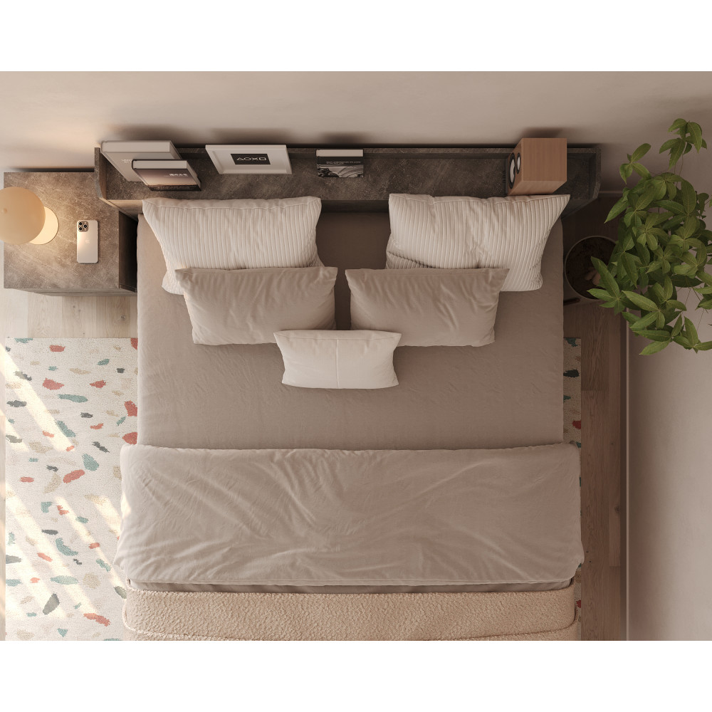 Ліжко двоспальне MebelStar Нео 160x200 см Бетон (MBS-1132)