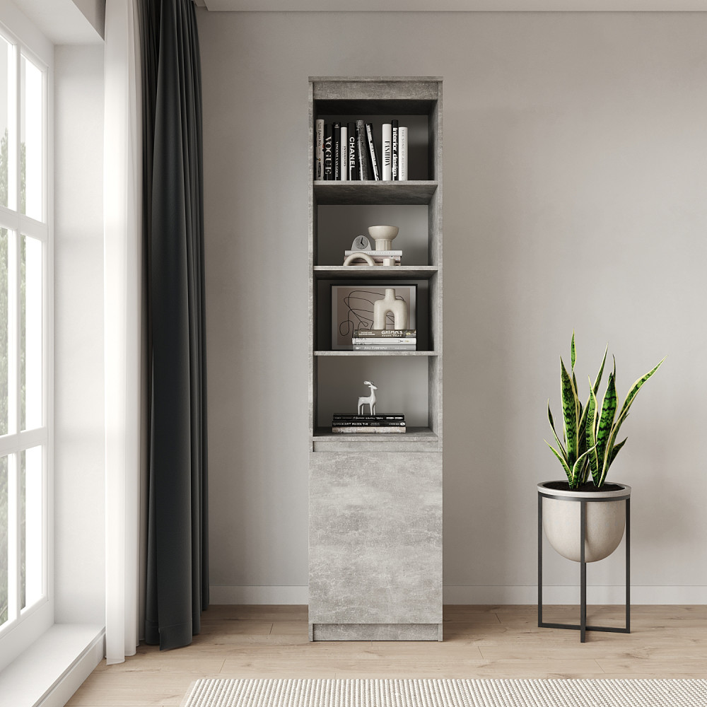 Пенал с открытыми полками MebelStar Нео 1Д 50x50x210 см Бетон (MBS-1152)