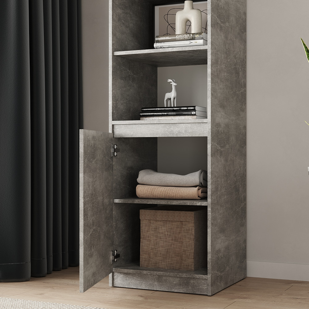 Пенал с открытыми полками MebelStar Нео 1Д 50x50x210 см Бетон (MBS-1152)