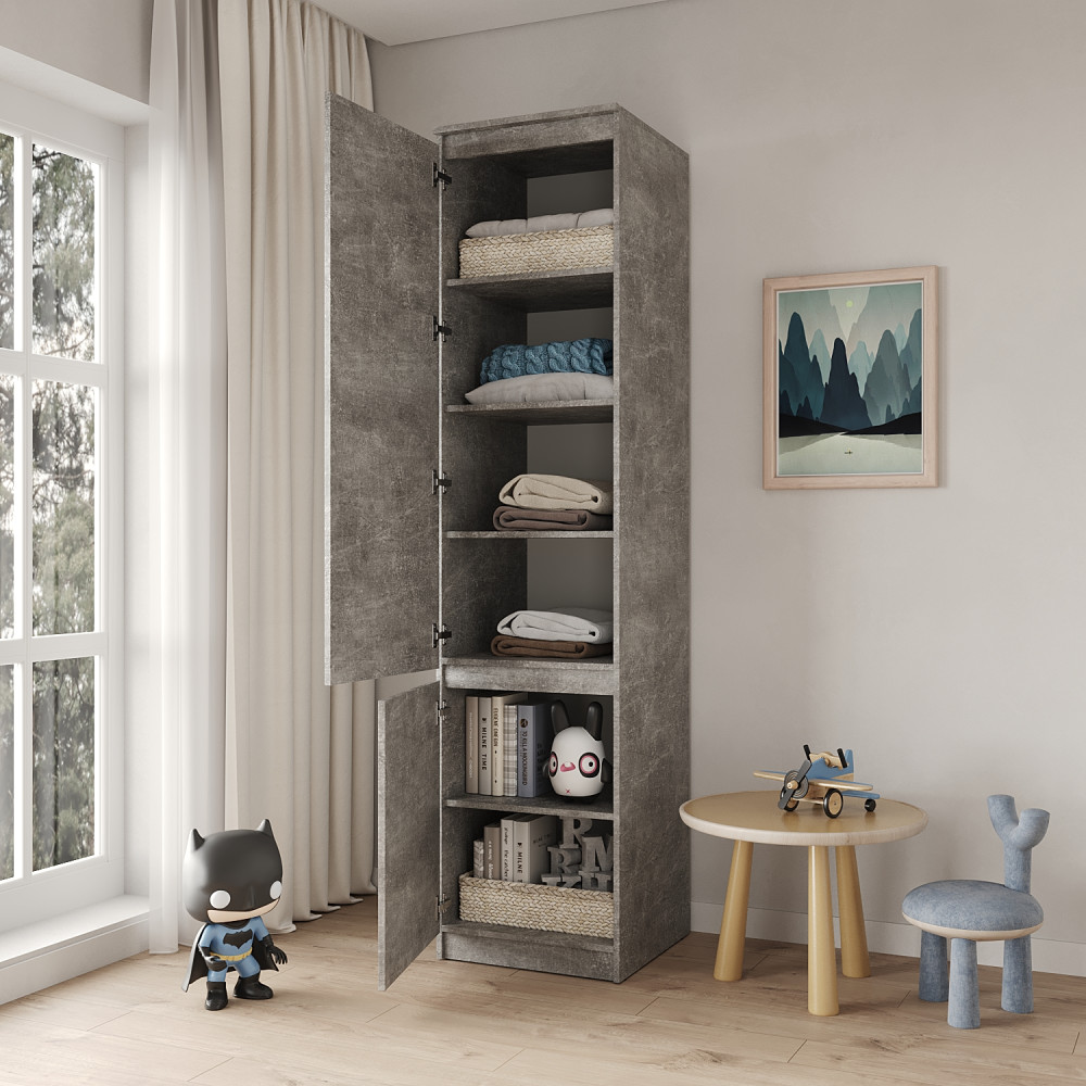 Пенал закрытый с полками MebelStar Нео 2Д 50x50x210 см Бетон (MBS-1172)