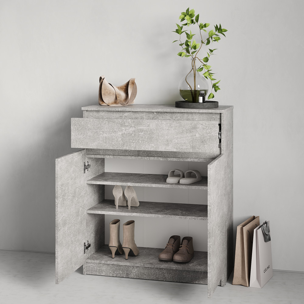 MebelStar Shoe cabinet Neo Concrete, 80x35x95 cm (MBS-1242)
