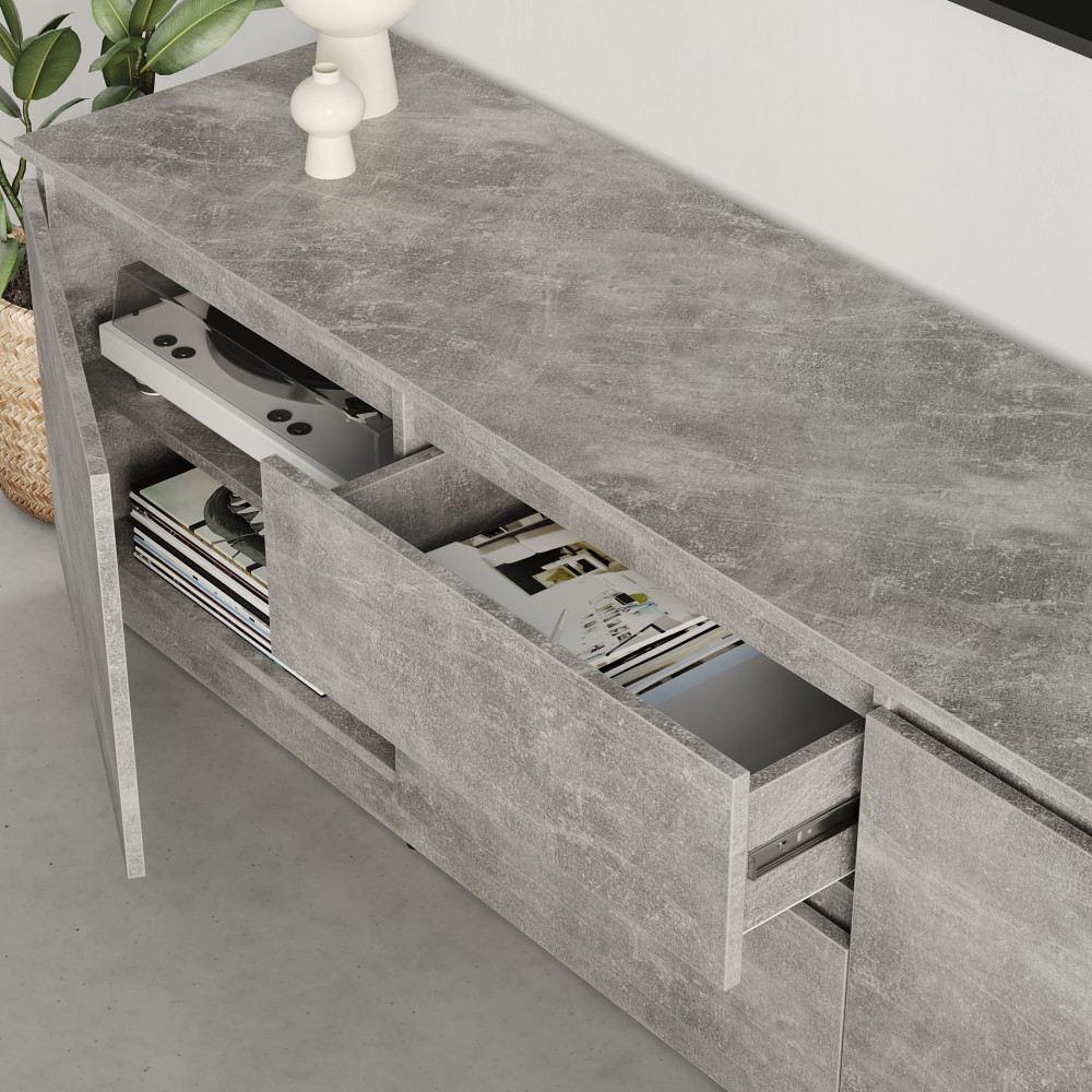 Тумба под телевизор MebelStar Нео 2Ш2Д 150x43x53 см Бетон (MBS-1252)