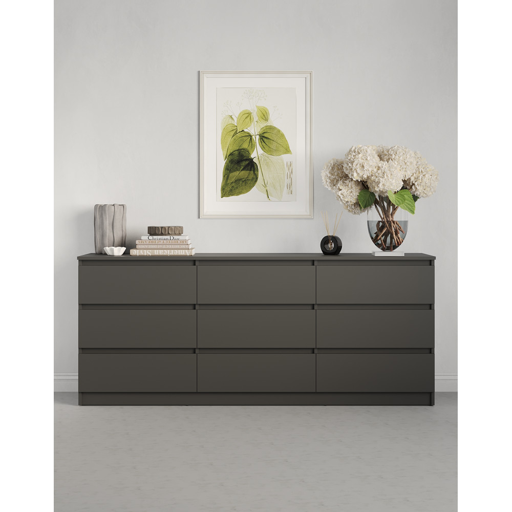 Комод в гостиную MebelStar Нео 9Ш 180x43x75,5 см Антрацит (MBS-1322)