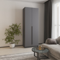 Шкаф 2-дверный MebelStar Оскар ДСП BL-B, комплект полок 80x52x220 см Антрацит (MBS-4450)