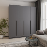 Шкаф 4-дверный MebelStar Оскар ДСП BL-B, блок ящиков 200x52x220 см Антрацит (MBS-4740)