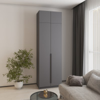 Шкаф 2-дверный с антресолью MebelStar Оскар ДСП BL-B, комплект полок 80x52x260 см Антрацит (MBS-4790)