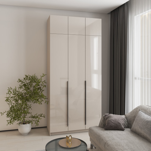 Шкаф 3-дверный с антресолью MebelStar Оскар Gloss BL-B, стандарт 120x52x260 см Кашемир/Кашемир (MBS-5420)