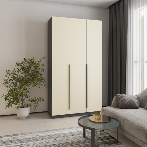 Шкаф 3-дверный MebelStar Оскар МДФ Ultra Mat BL-B, стандарт 120x52x220 см Антрацит/Альмонд (MBS-5655)