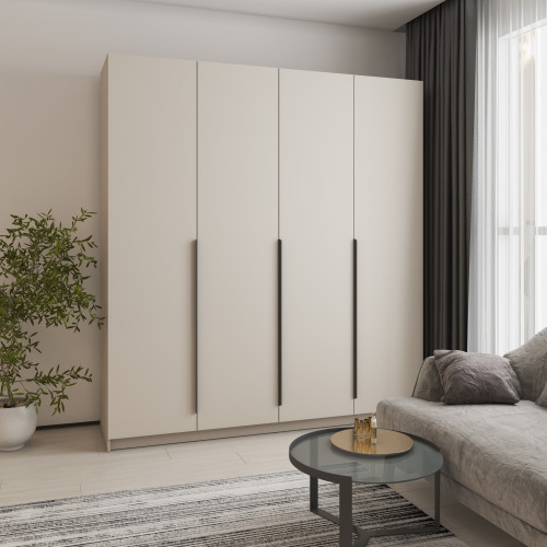 Шкаф 4-дверный MebelStar Оскар МДФ Ultra Mat BL-B, стандарт 200x52x220 см Кашемир/Кашемир (MBS-5785)