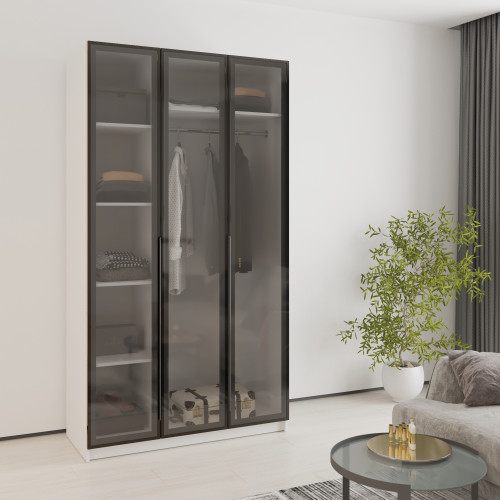MebelStar 3-door wardrobe Oscar Showcase BL-B, standard Alaska white, 120x52x220 cm (MBS-6696)