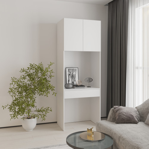MebelStar Open cabinet with table Oscar chipboard Alaska white, 80x52x220 cm (MBS-6796)