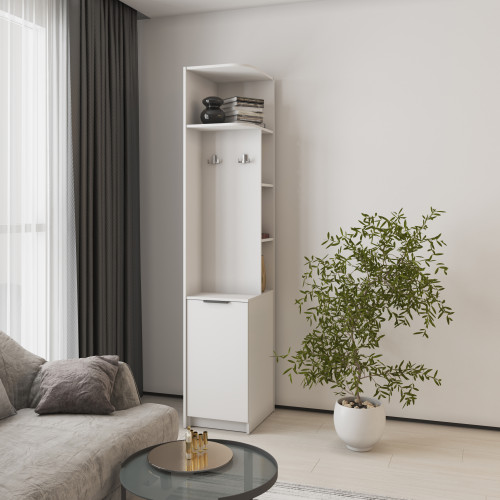 MebelStar Open corner cabinet R4 Oscar chipboard Alaska white, 42x52x220 cm (MBS-6886)