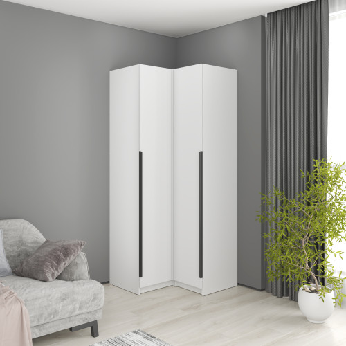 MebelStar Corner wardrobe Oscar chipboard BL-B, standard Alaska white, 87x52x220 cm (MBS-6926)