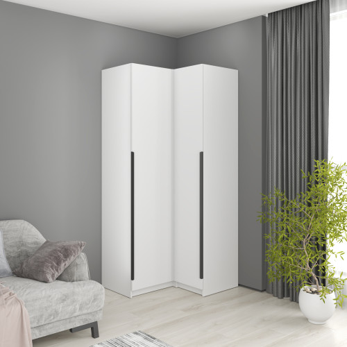 MebelStar Corner wardrobe Oscar chipboard BL-B, standard Alaska white, 97x52x220 cm (MBS-6966)