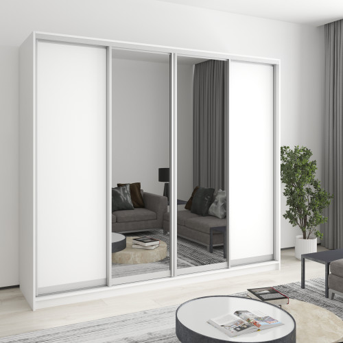 MebelStar Four-door wardrobe Standard AL 2DSP/2 Mirrors Alaska white, 240x45x210 cm (MBS-12265)