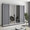 MebelStar Four-door wardrobe Combo AL 2DSP/2 Mirrors Anthracite, 240x45x210 cm (MBS-12465)